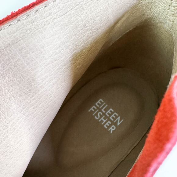 Eileen Fisher Tinker Leather Suede Wedge Ankle Boots Rust Brick Red sz 9.5 NEW - Picture 9 of 10
